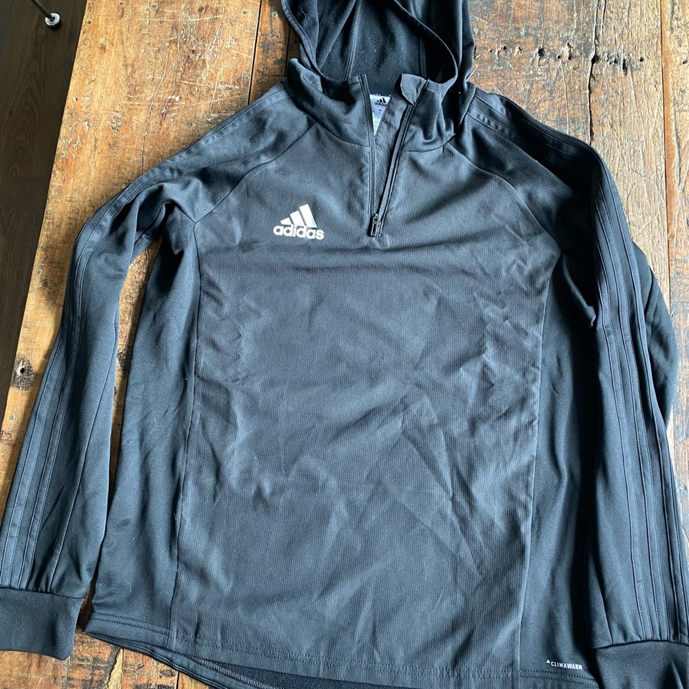 Adidas Kids Black Climawarm 3/4 zip Hoodie, US Large, (UK 13-14Y)
